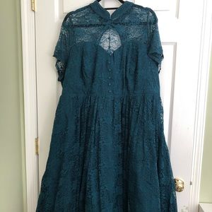 Retro Teal Lace Dress